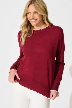 Outlet Love language Knit in Wine Wool Blend Knitwear|Knitwear