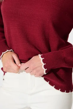 Outlet Love language Knit in Wine Wool Blend Knitwear|Knitwear