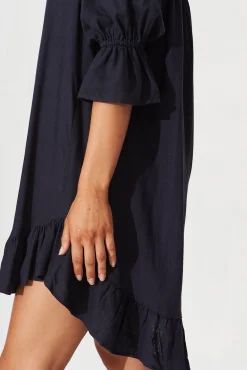 Fashion Loveline Dress In Navy Linen Blend Dresses|Casual