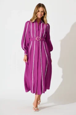 Outlet Lovingly Maxi Shirt Dress in Plum Dresses|Party