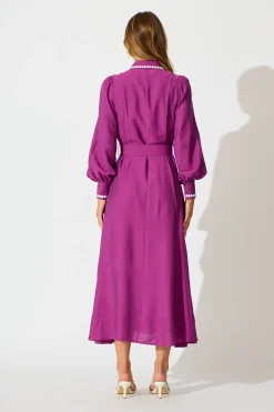 Outlet Lovingly Maxi Shirt Dress in Plum Dresses|Party