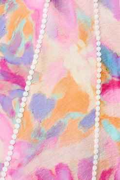 Hot Lovingly Maxi Shirt Dress in Pink with Purple Watercolour Dresses|Party
