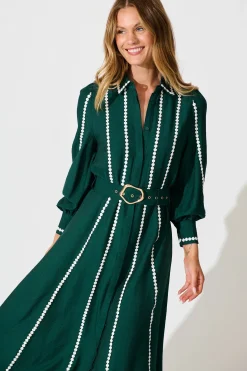 Online Lovingly Maxi Shirt Dress In Emerald Green Dresses|Party