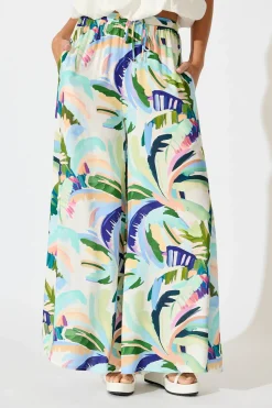 Sale Lucia Pant in Multi Green Print Bottoms