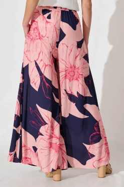 Hot Lucia Pant In Navy With Blush Flower Bottoms|Pants