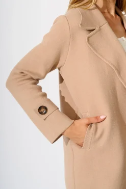 Fashion Luxe Knit Coat in Camel Knitwear|Knitwear