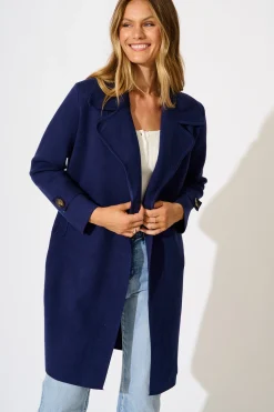 Outlet Luxe Knit Coat in Navy Knitwear|Knitwear