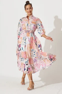 Sale Lyn Midi Dress In Rust Patch Floral Dresses|Casual