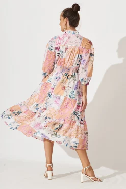 Sale Lyn Midi Dress In Rust Patch Floral Dresses|Casual