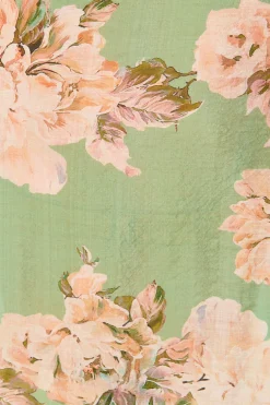 Sale Lynelle Shirt in Green Floral with White Contrast Trim Tops