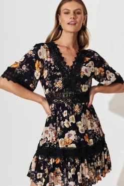 Sale Macca Dress In Ink With Rust Floral Dresses|Casual