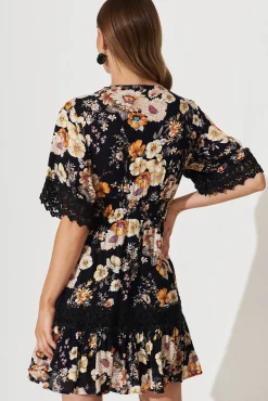 Sale Macca Dress In Ink With Rust Floral Dresses|Casual