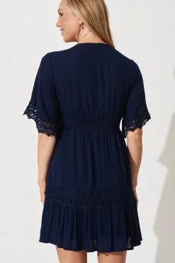 Outlet Macca Dress In Navy Dresses|Casual