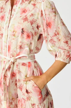 New Mackenzie Maxi Shirt Dress in Blush Floral Dresses|Party