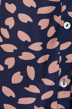 Sale Maddison Shirt Dress in Navy with Rust Leaf Dresses|Casual