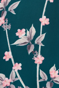 Clearance Maddison Shirt Dress In Teal With Pink Cherry Blossom Dresses|Casual