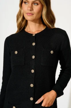 Discount Madison Knit Dress in Black Cotton Blend Dresses|Knitwear