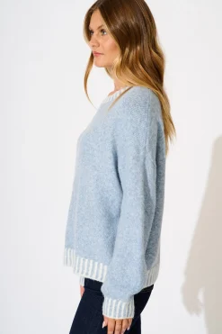 Best Maggie Knit in Pale Blue Marle Wool Blend Knitwear|Knitwear