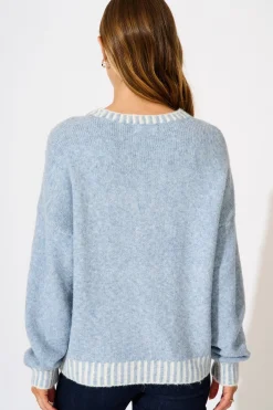 Best Maggie Knit in Pale Blue Marle Wool Blend Knitwear|Knitwear