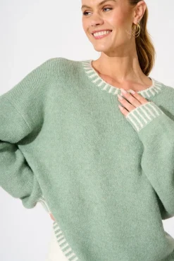 Best Maggie Knit in Sage Marle Wool Blend Knitwear|Knitwear