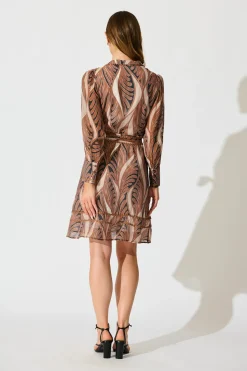 Sale Malhia Shirt Dress in Brown with Tan Cotton Blend Dresses|Party