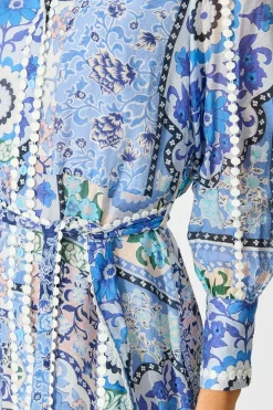 Sale Malhia Shirt Dress in Multi Blue Cotton Blend Dresses|Party