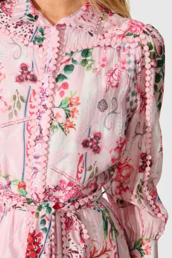 Fashion Malhia Shirt Dress in Pink Floral Cotton Blend Dresses|Party