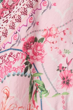 Fashion Malhia Shirt Dress in Pink Floral Cotton Blend Dresses|Party