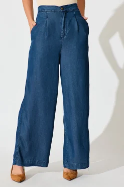 Online Malika Pant in Blue Chambray Bottoms