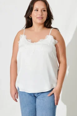Hot Manthis Cami Top In Cream Satin Tops|Party & Occasion