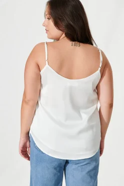 Hot Manthis Cami Top In Cream Satin Tops|Party & Occasion