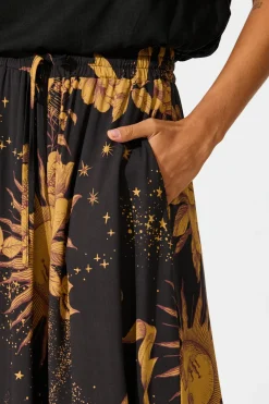 Best Mariah Pant in Black with Mustard Print Bottoms