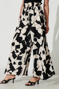 Discount Mariah Pant In Cream With Black Geometric Print Bottoms|Pants