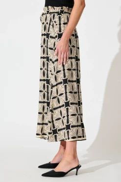Hot Mariah Petite Pant in Cream with Black Tile Print Bottoms