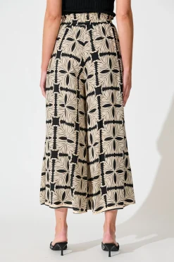 Hot Mariah Petite Pant in Cream with Black Tile Print Bottoms