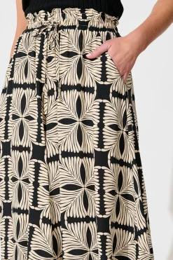Hot Mariah Petite Pant in Cream with Black Tile Print Bottoms