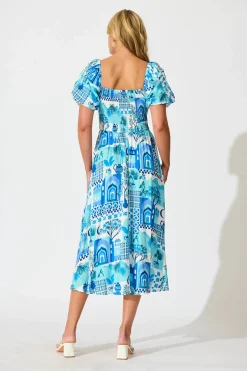Outlet Mariam Midi Dress In Blue Multi Dresses|Casual