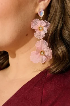 Online Mariana Double Flower Drop Earrings In Blush with Stone Jewellery