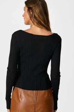 Sale Mariella Knit Cardigan in Black Knitwear|Knitwear