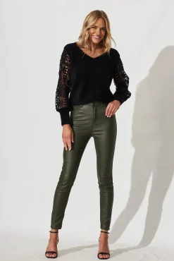 Online Marita Knit In Black Lace Detail Wool Blend Knitwear|Knitwear
