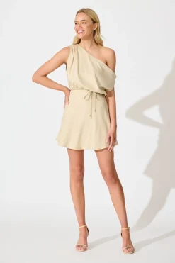 Fashion Marlow Dress in Beige Satin Dresses|Party