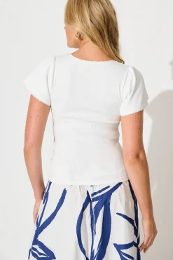 Sale Marsha Top In White Cotton Tops|Casual
