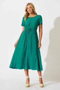 Discount Mary Midi Dress In Teal Linen Blend Dresses|Casual