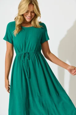 Discount Mary Midi Dress In Teal Linen Blend Dresses|Casual