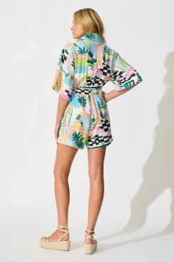 Online Maui Playsuit In White Multi Print Playsuits & Jumpsuits|Jumpsuits & Playsuits