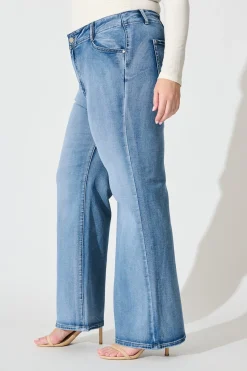 Clearance Maxille High Rise Wide Leg Jean in Mid Blue Denim Bottoms