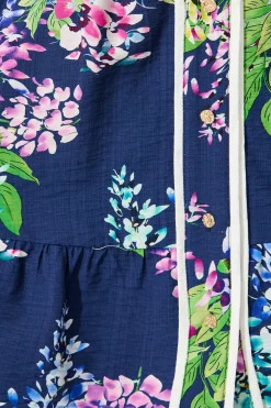 Outlet Maybelle Shirt Dress in Navy Wisteria Print with Piping Trim Dresses|Casual