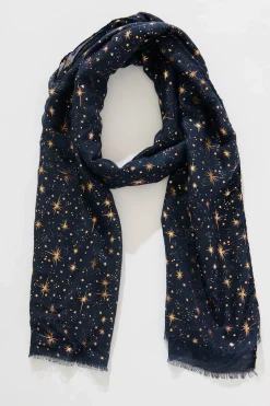Outlet Mazia Scarf in Navy with Rose Gold Foil Scarves