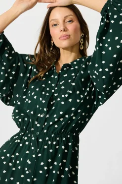 Best Meadowfall Midi Shirt Dress in Emerald with White Speckle Dresses|Casual