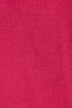 Clearance Melanie Top In Deep Rose Cotton Linen Blend Tops